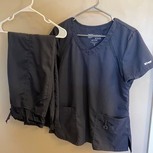 Size Large pants and size medium top Grey’s Anatomy scrubs dark gray